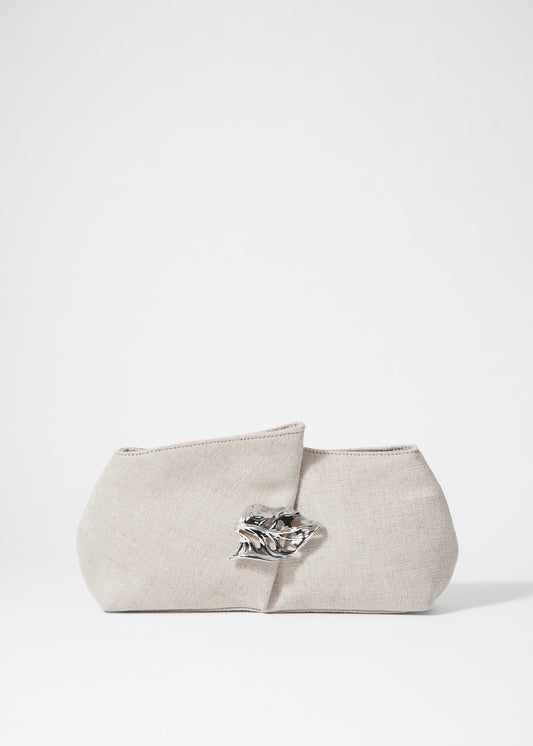 Leaf-Brooch Canvas Clutch