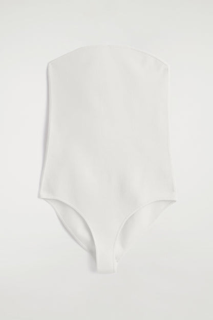 Strapless Ribbed Silk Bodysuit