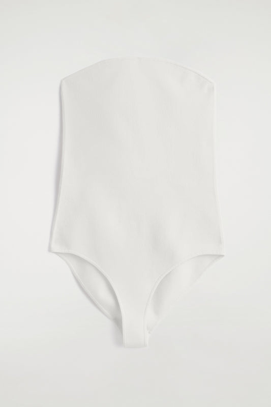 Strapless Ribbed Silk Bodysuit