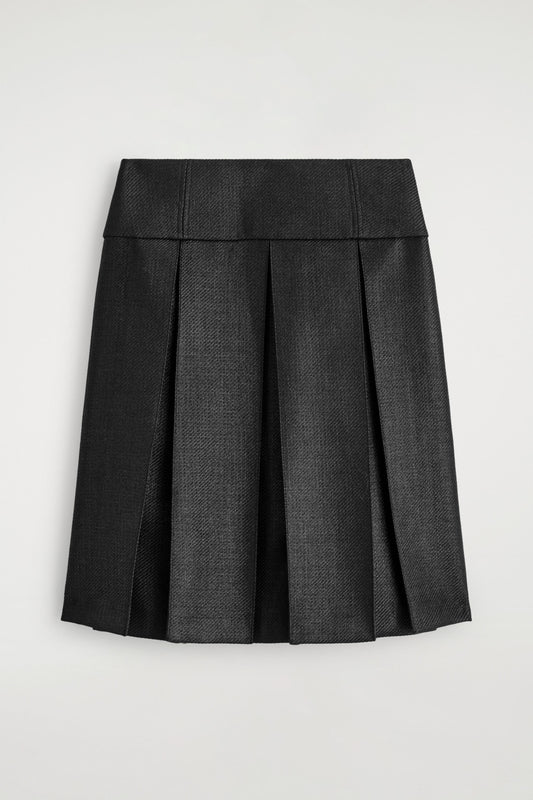 Pleated Wool-Blend Skirt