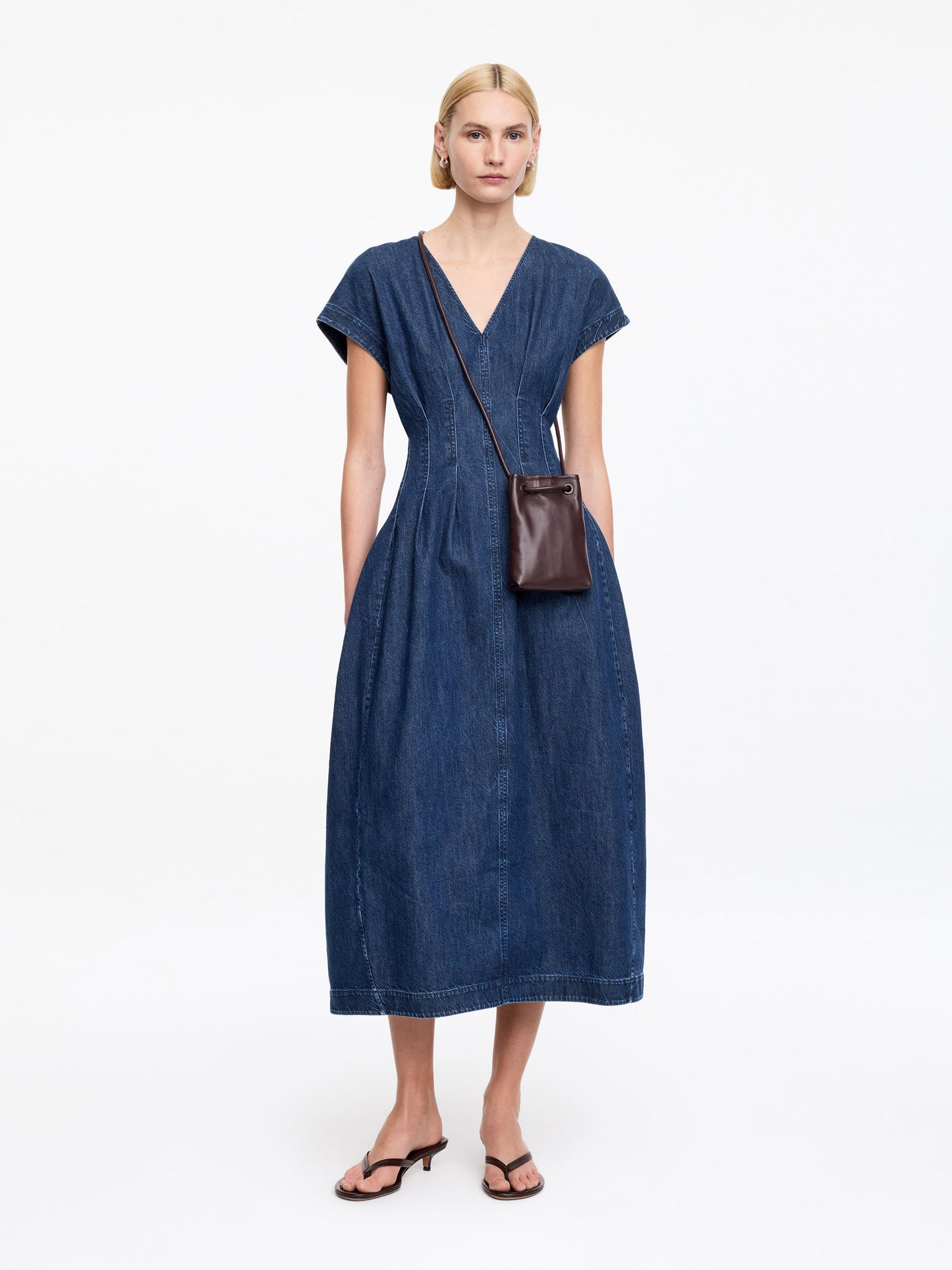 Pleated Denim Dress