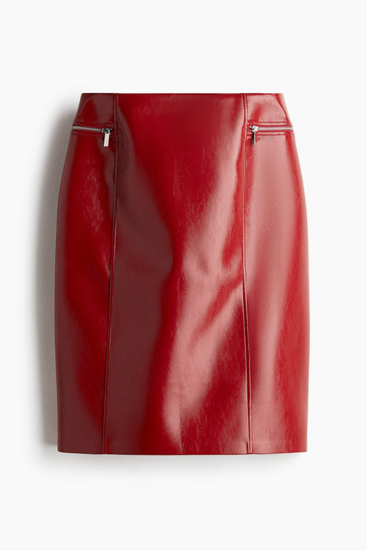 Coated pencil skirt