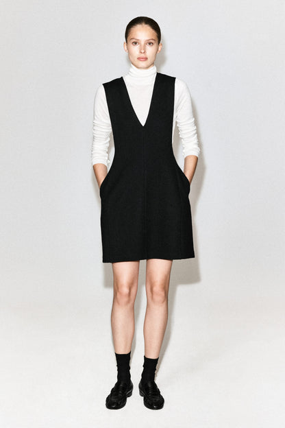 Boiled Wool-Blend Mini Pinafore Dress