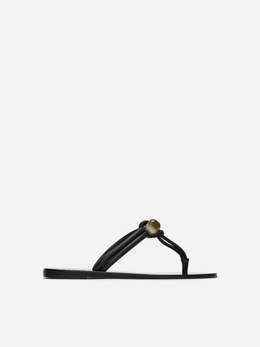 Beaded Leather Flip Flops