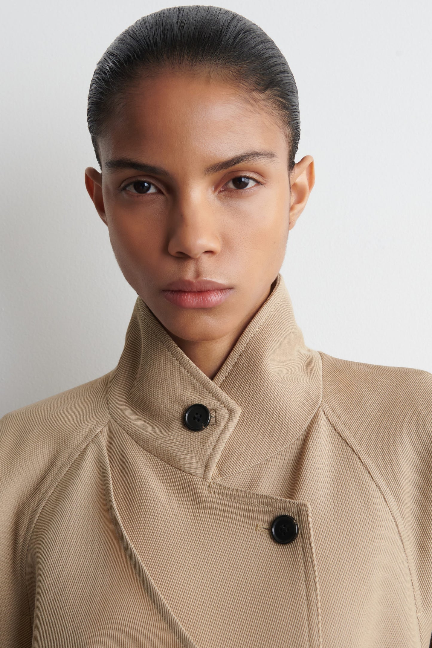 Wrap-Over Wool-Twill Trench Coat