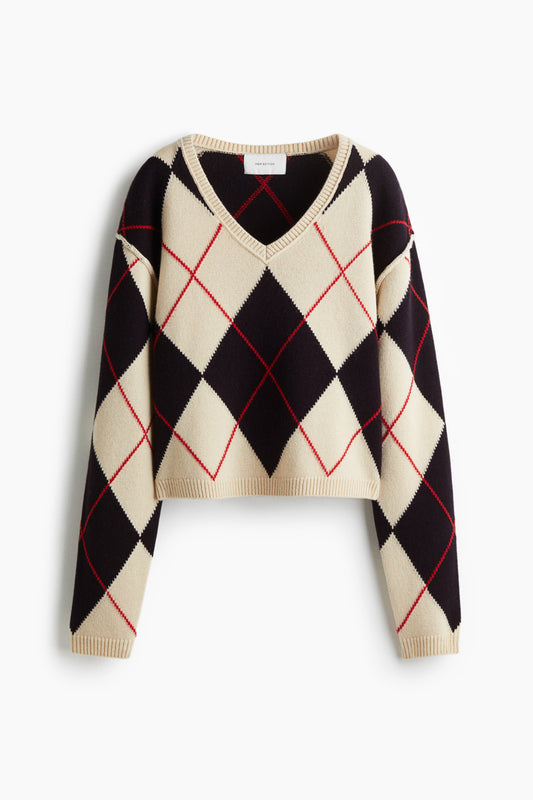 Jacquard-knit wool jumper