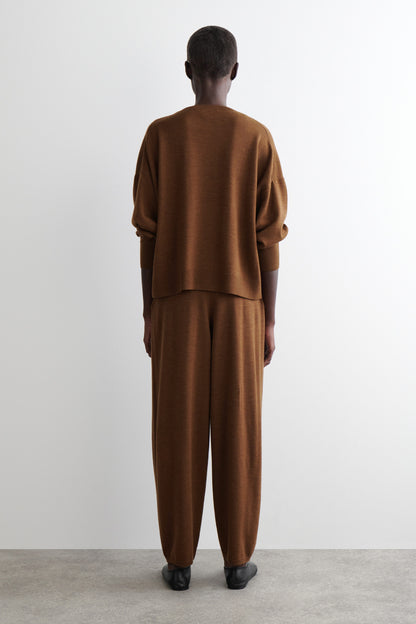 Merino Wool Barrel-Leg Trousers
