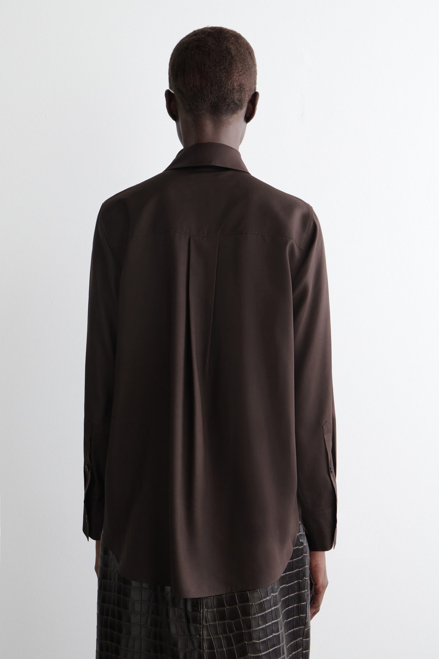Scarf-Detail Silk Shirt