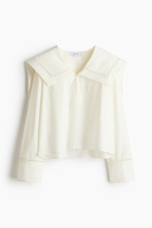 Women's Cream Sailor-collared poplin blouse | H&M GB