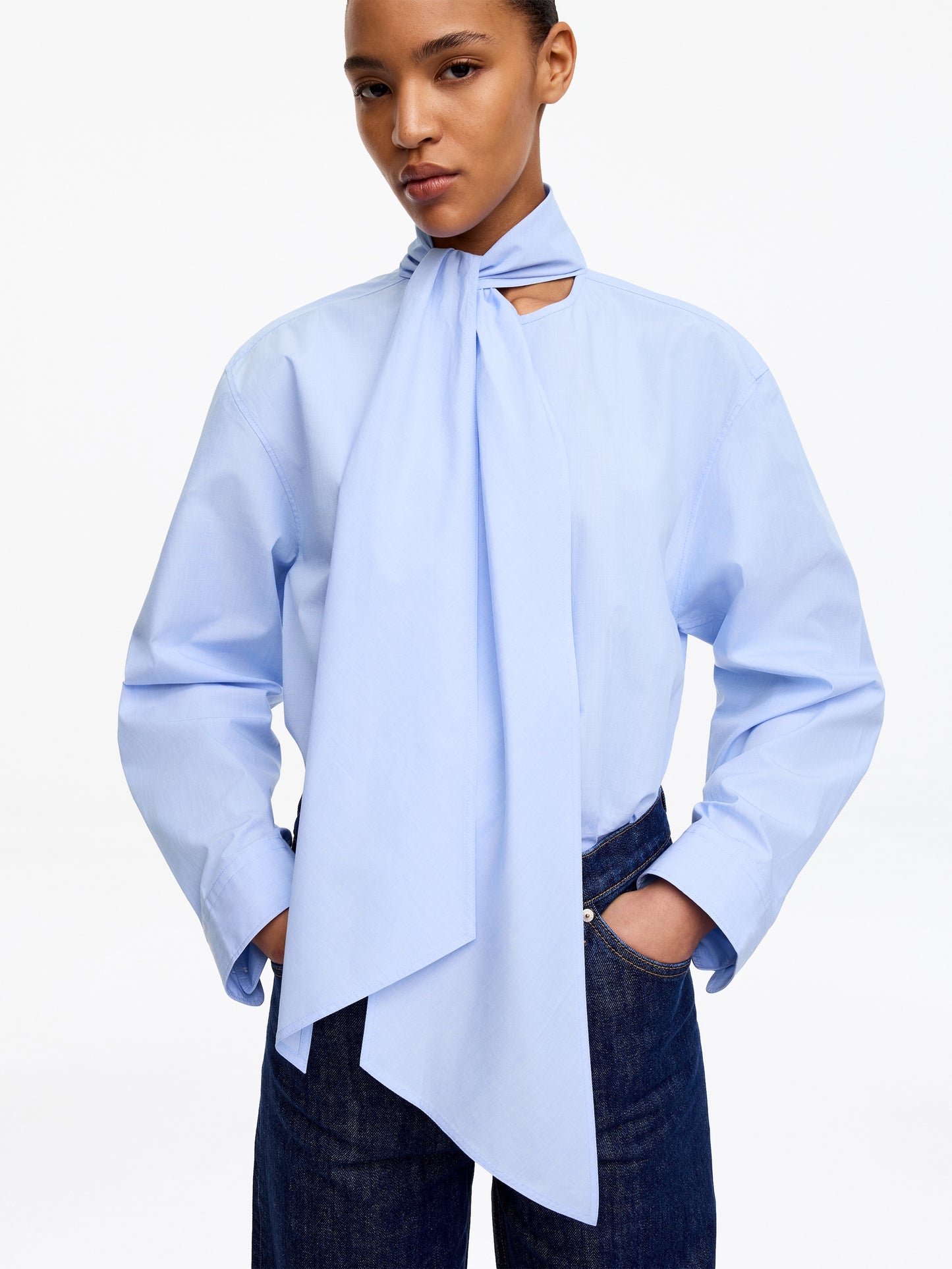 Pima Cotton Scarf Blouse