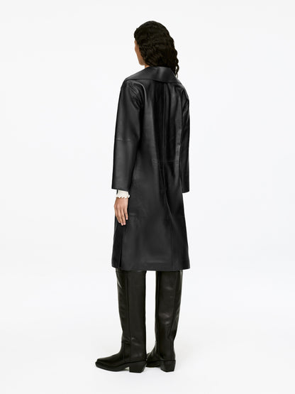 Open-Collar Leather Dress