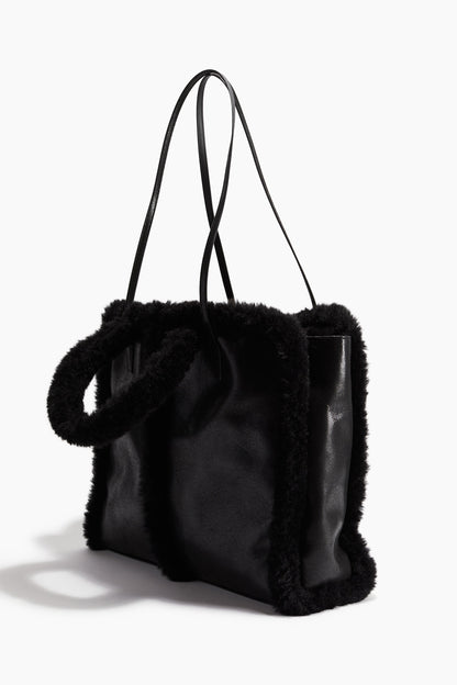 Fluffy-trim shopper bag