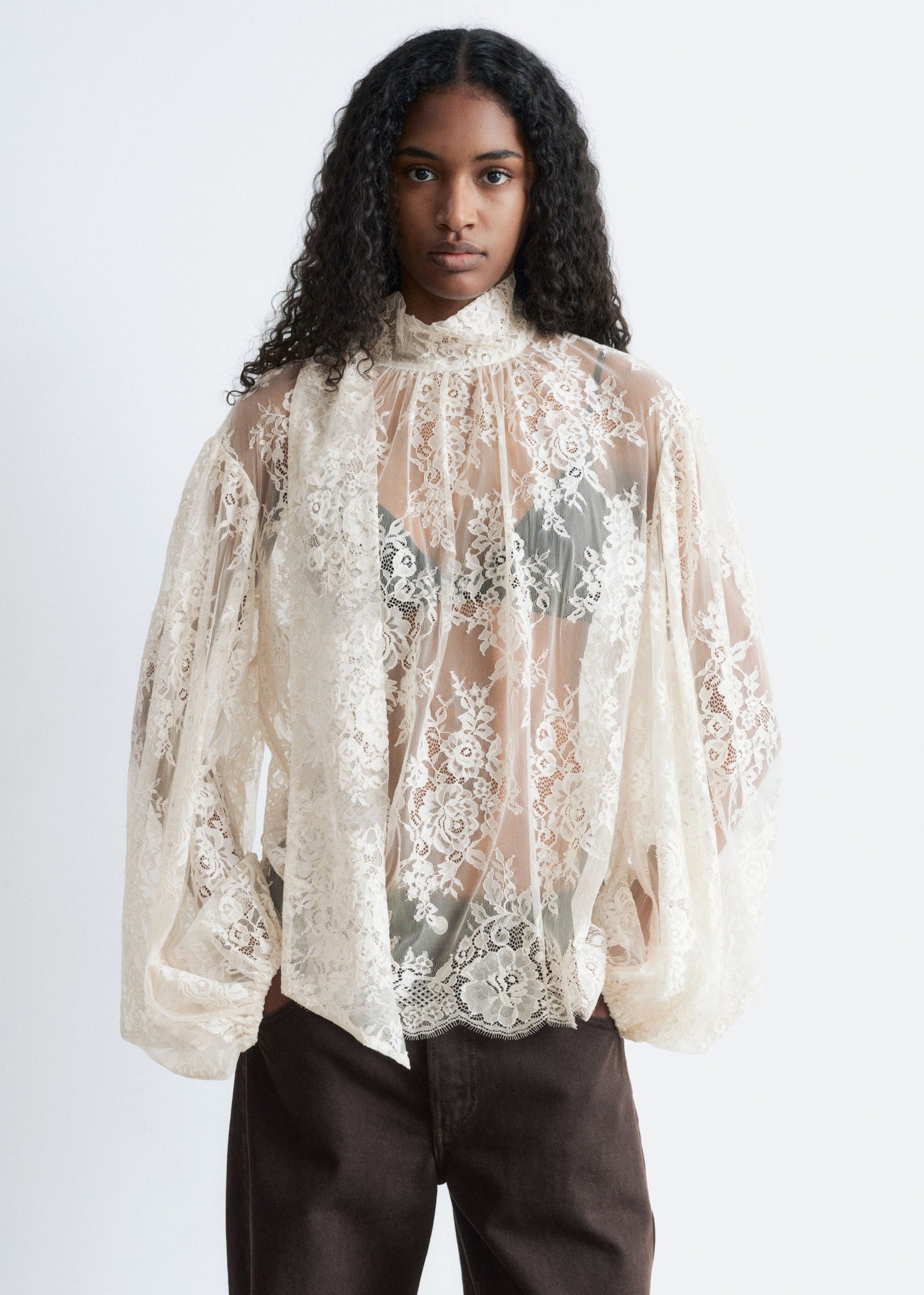 Lace Bow-Ribbon Blouse