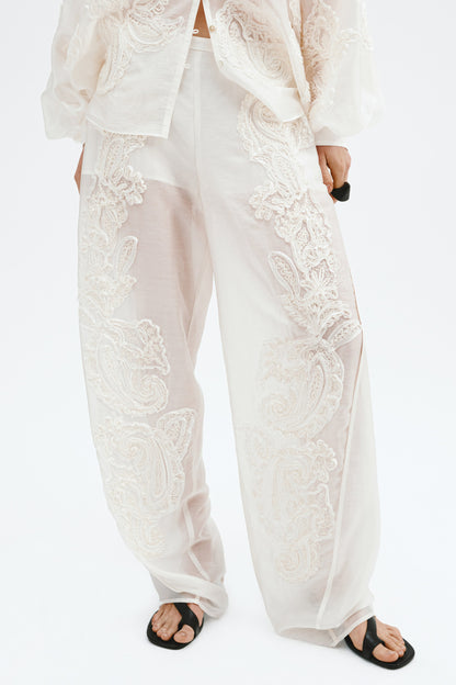 Appliquéd barrel trousers