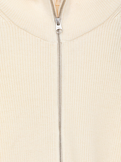 Wool-Cotton Zip Cardigan