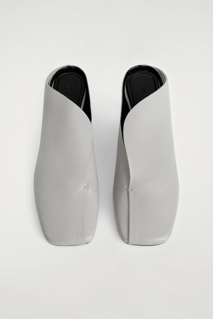 Draped Leather Kitten-Heel Mules