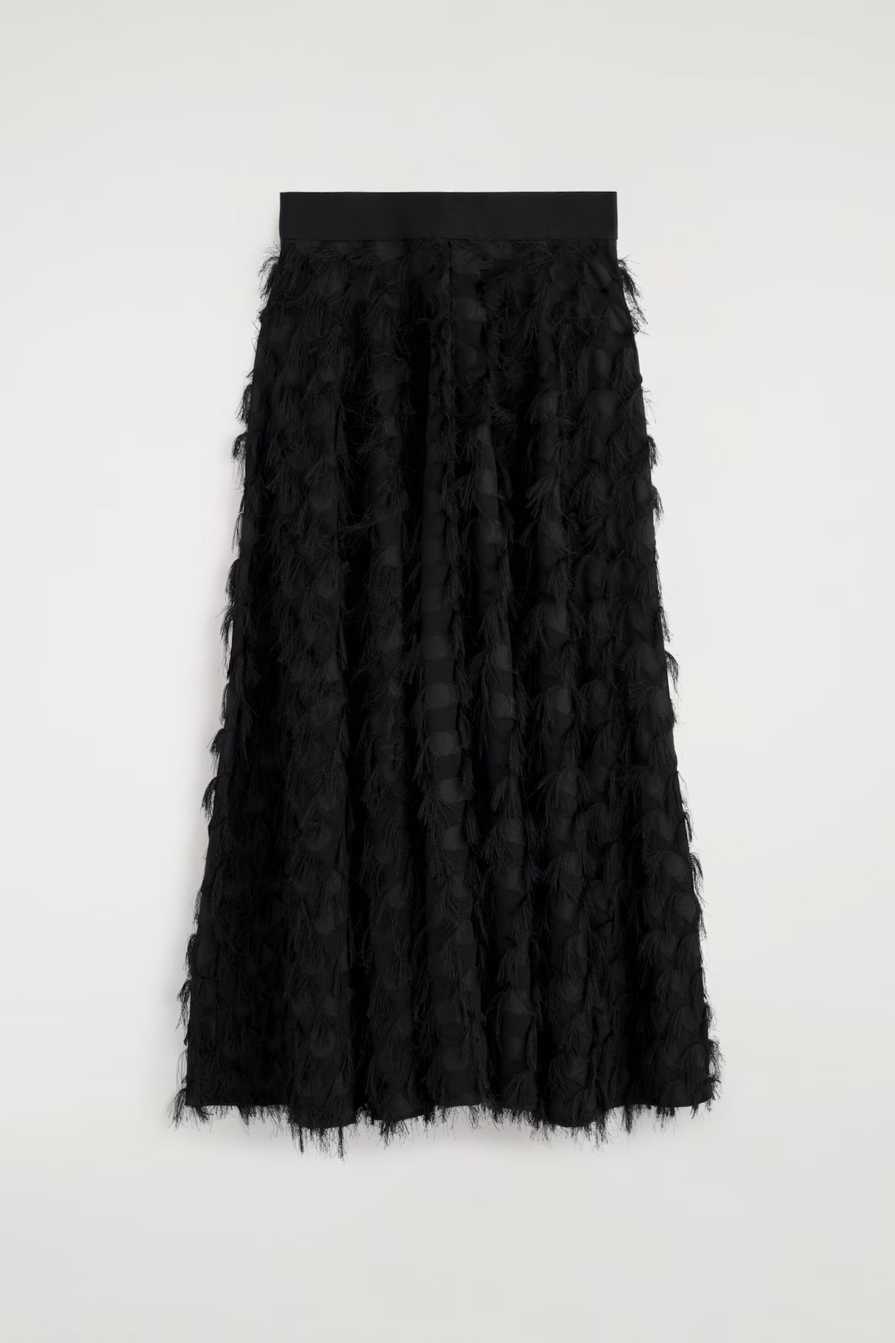 Jacquard-fringed midi skirt