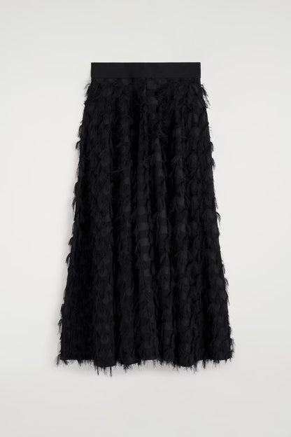 Jacquard-fringed midi skirt
