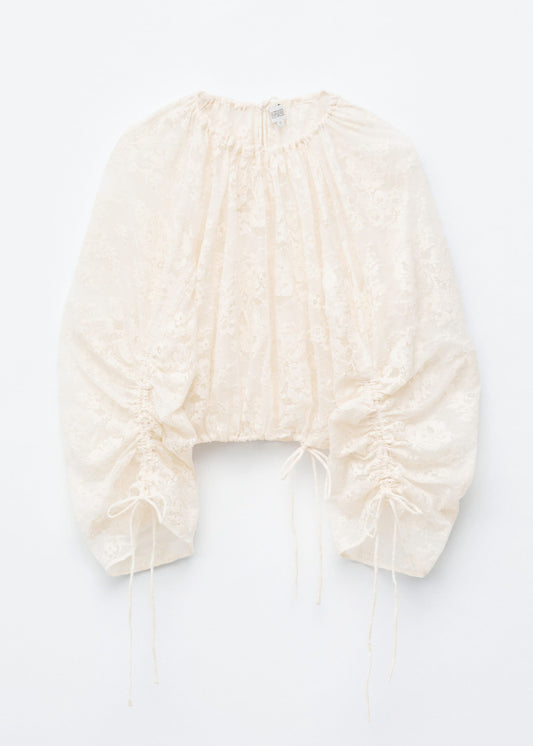 Gathered Lace Blouse - White - Blouses - & Other Stories GB