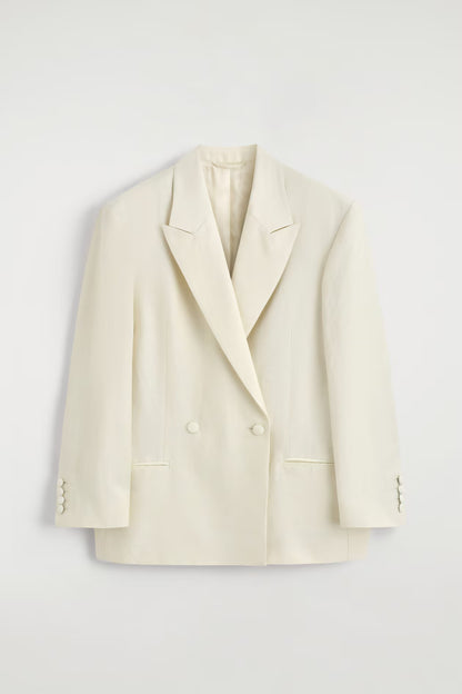 Linen-Blend Tuxedo Blazer