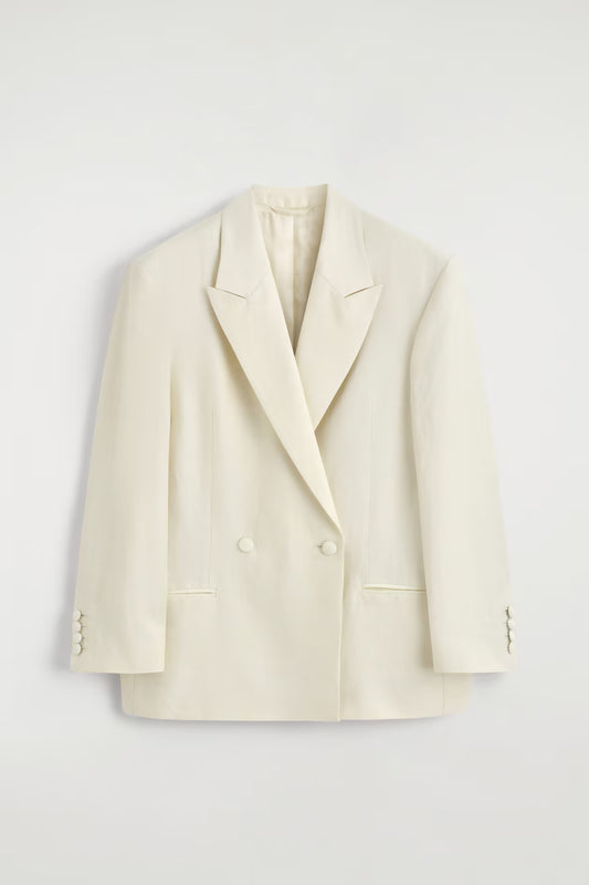 Linen-Blend Tuxedo Blazer