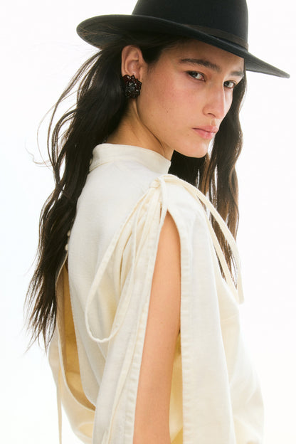 Linen-blend blouse