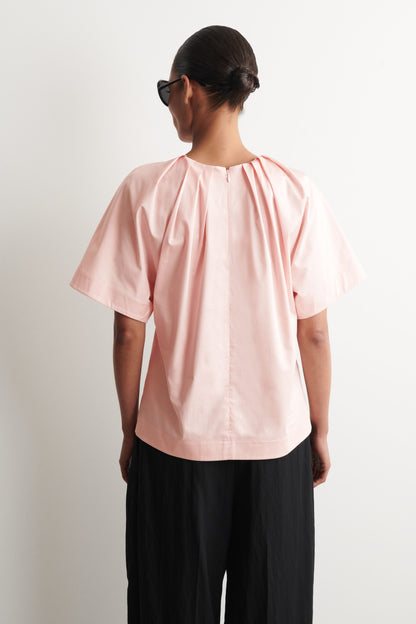 Gathered Short-Sleeved Cotton Top