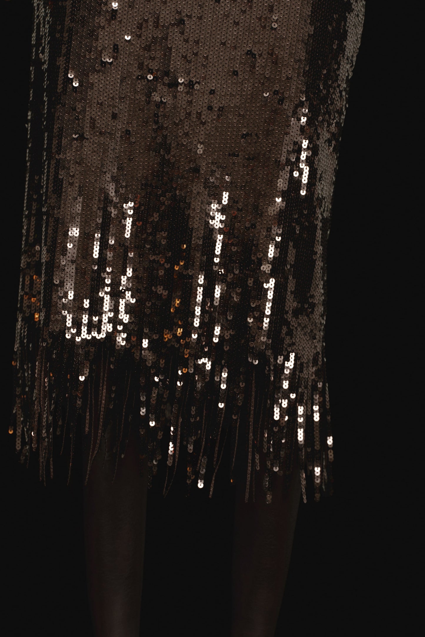 Fringe-trimmed sequined skirt