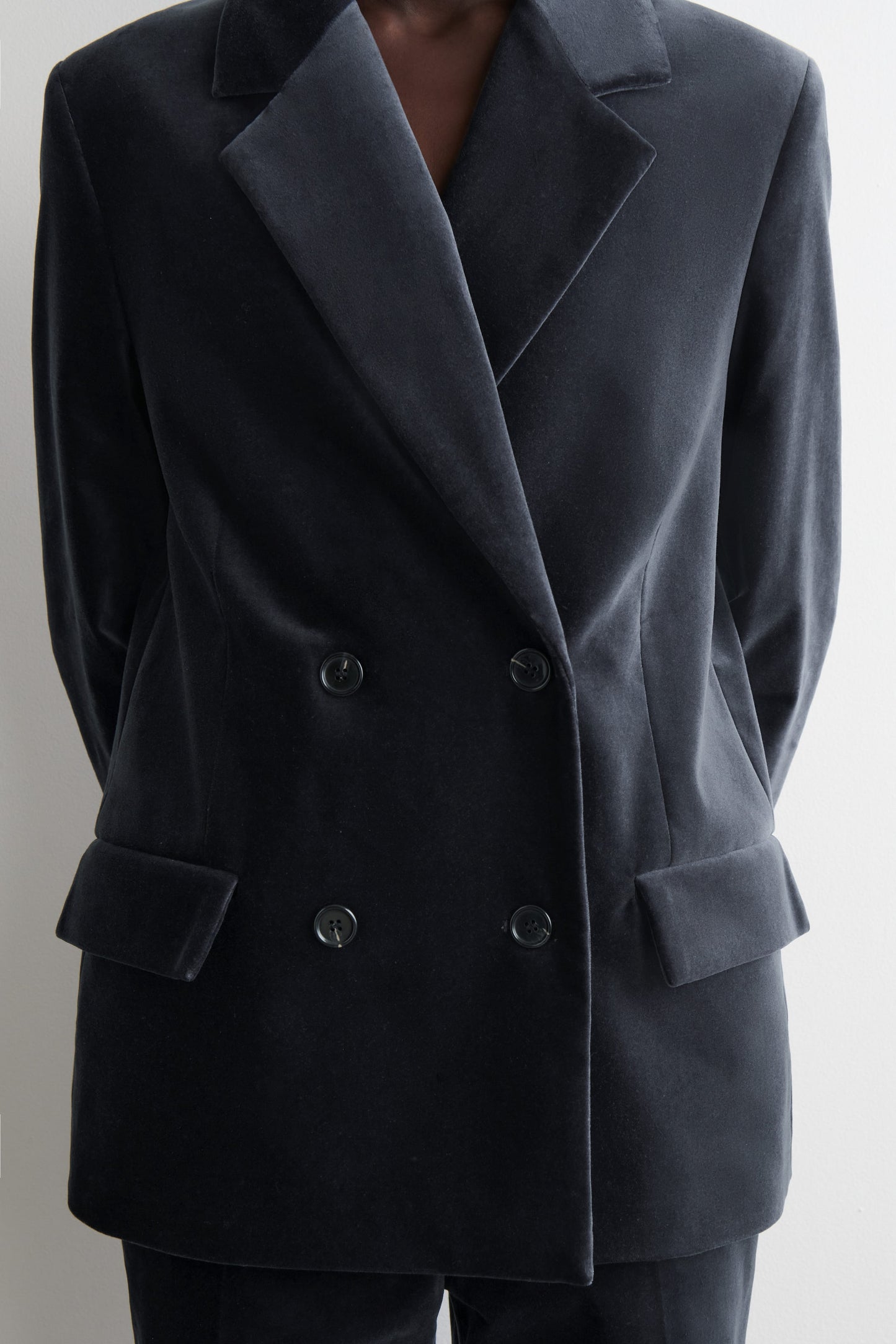 Velvet Double-Breasted Blazer