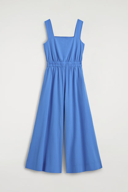 Open-Back Seersucker Wide-Leg Jumpsuit
