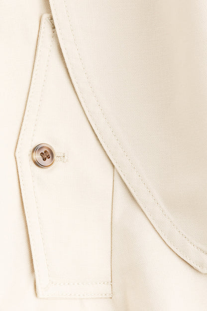 Scarf-collar linen-blend jacket
