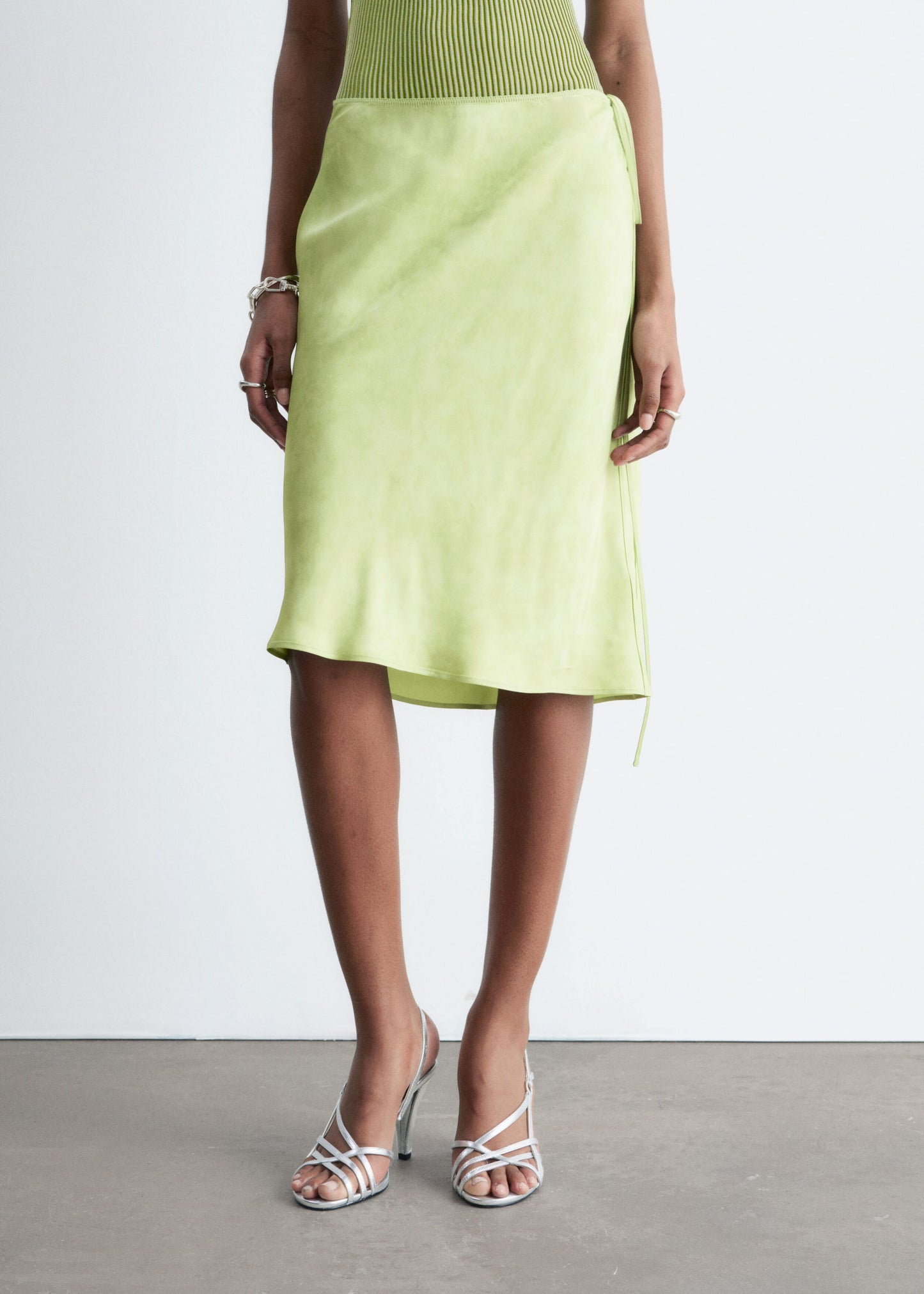 Satin Knee-Length Slip Skirt