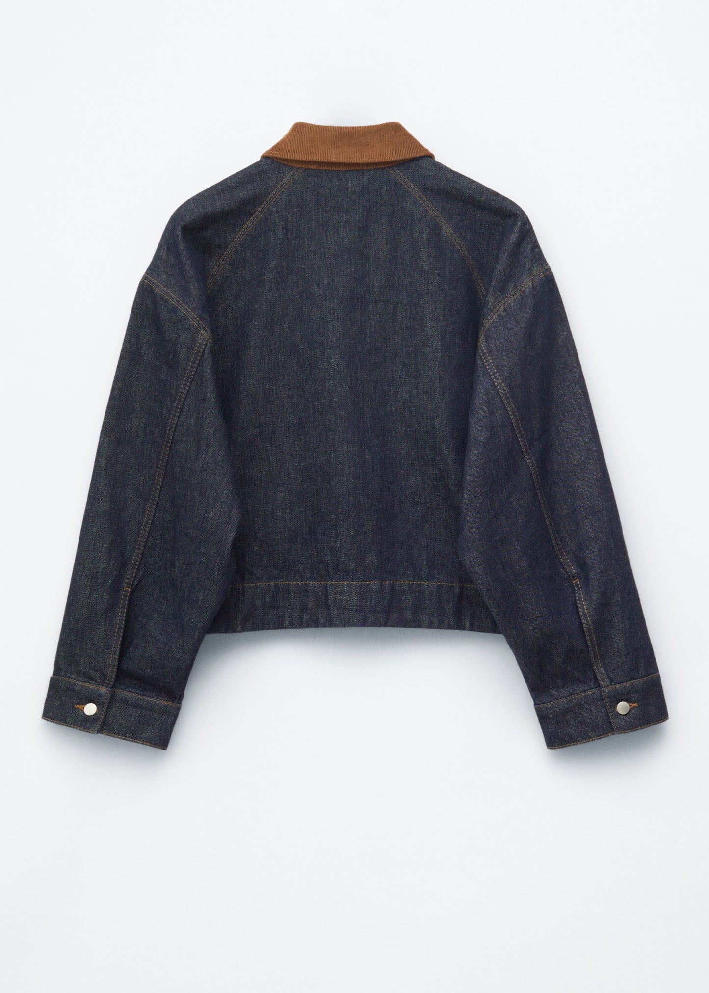Short Cord-Collar Denim Jacket