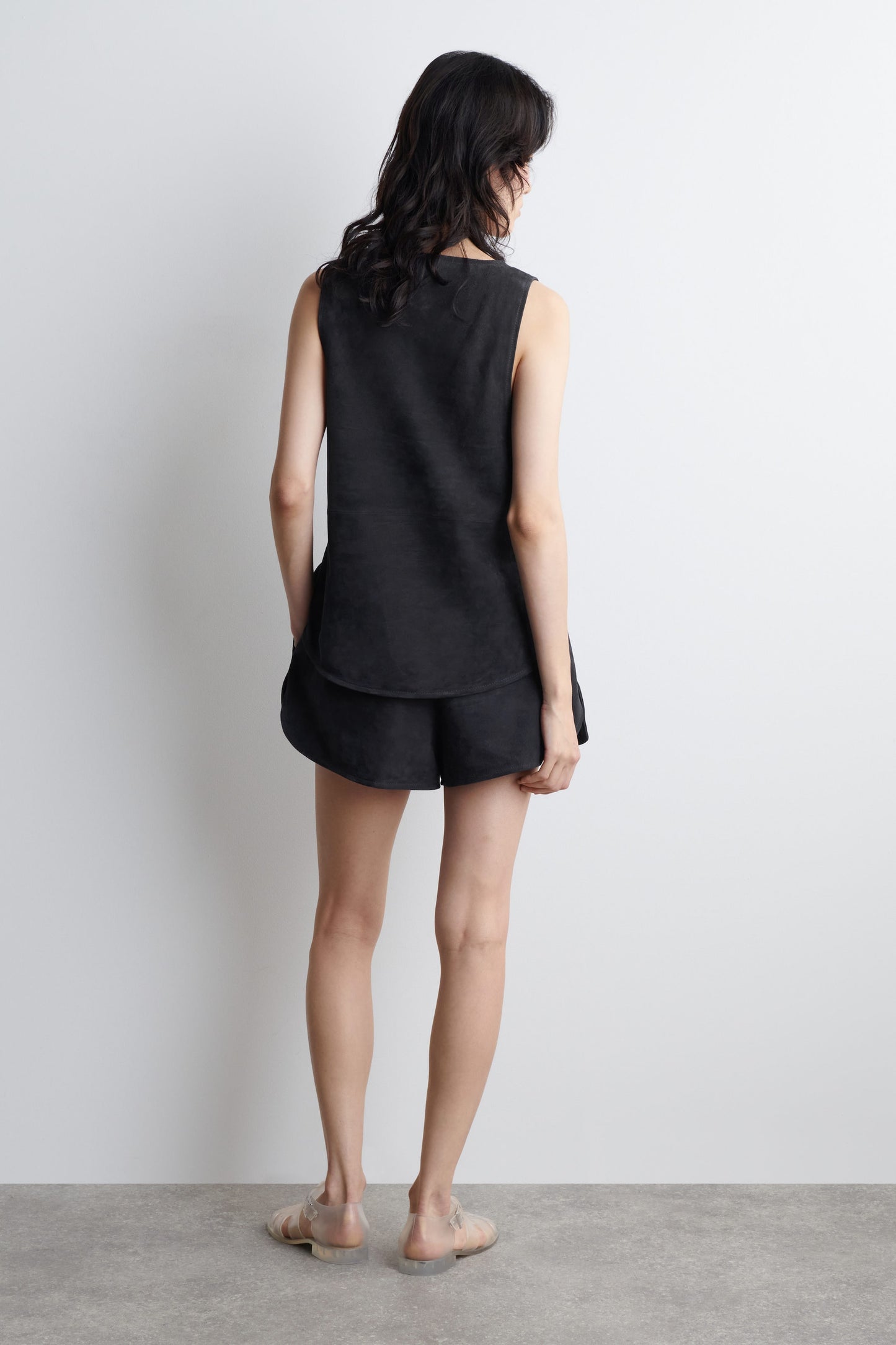 Scoop-Neck Suede Tank Top