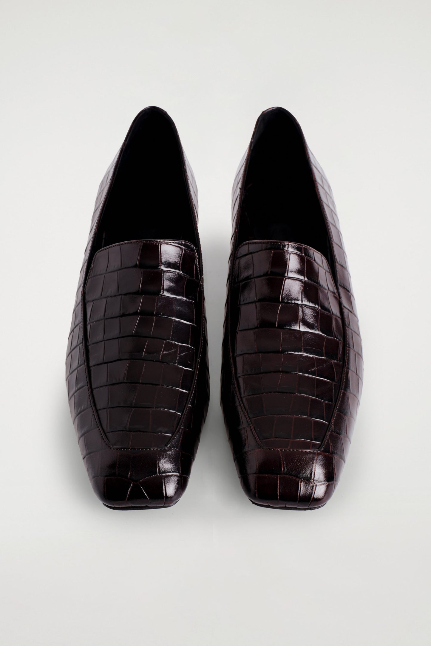 Croc-Effect Leather Heeled Loafers