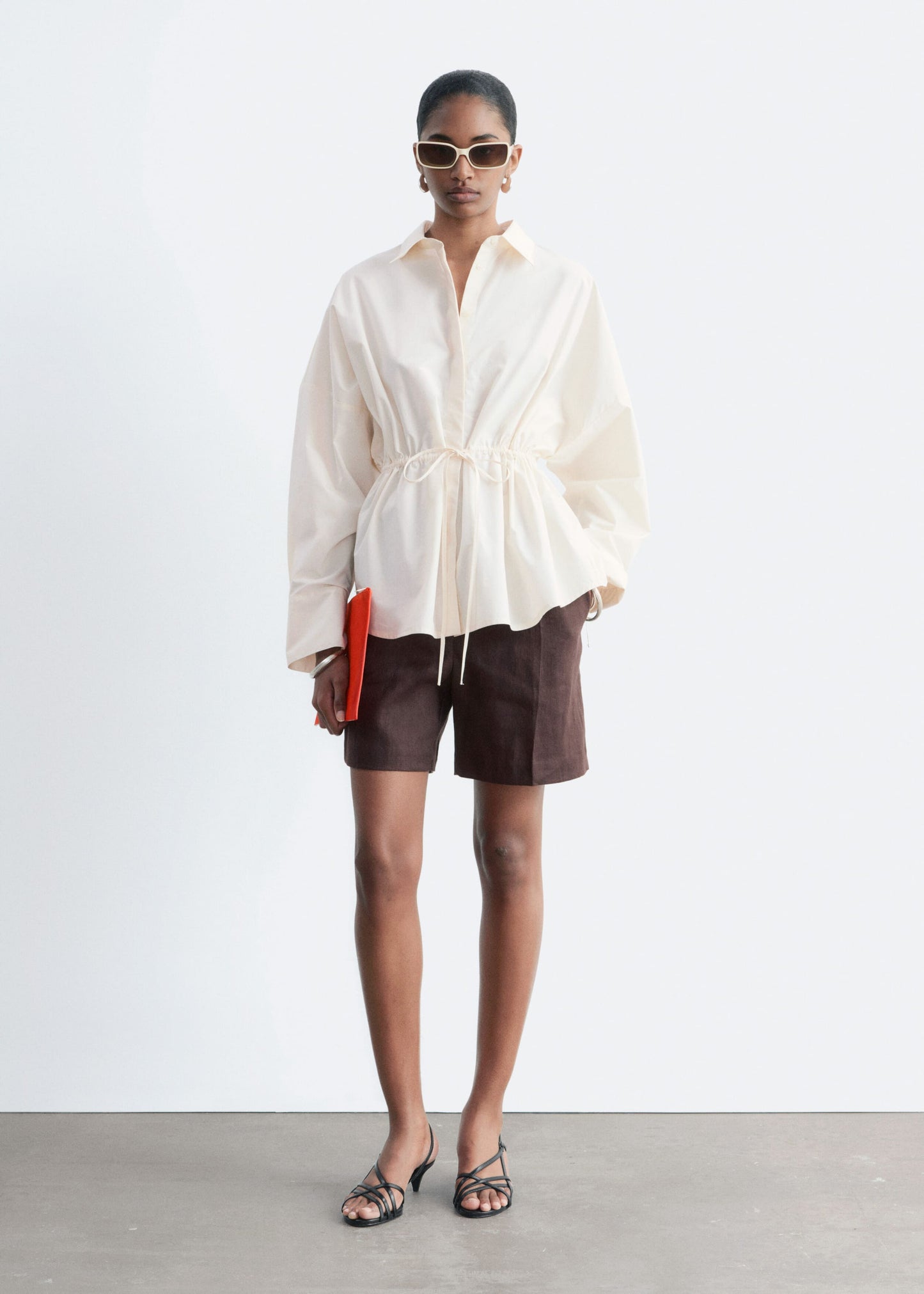 Cotton Poplin Drawstring Shirt