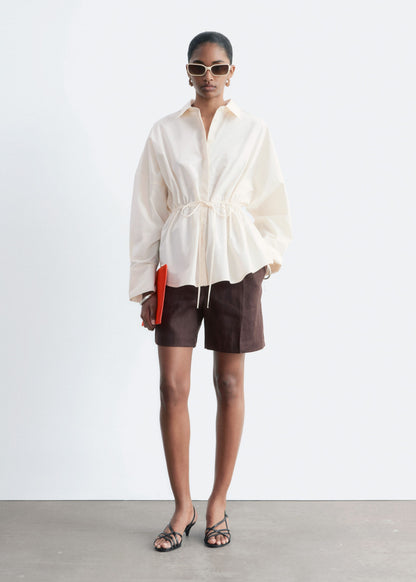 Cotton Poplin Drawstring Shirt