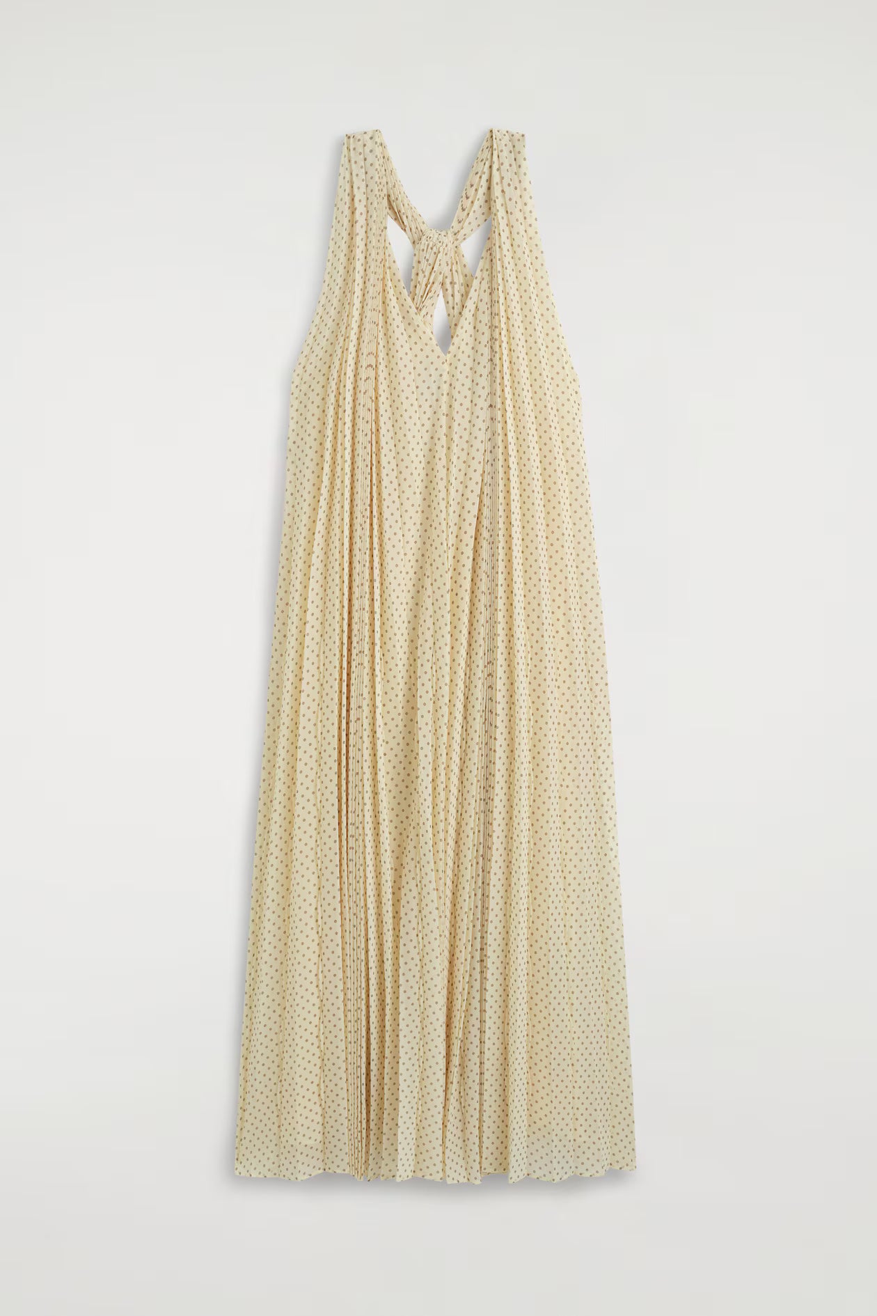 Tie-detail pleated georgette maxi dress