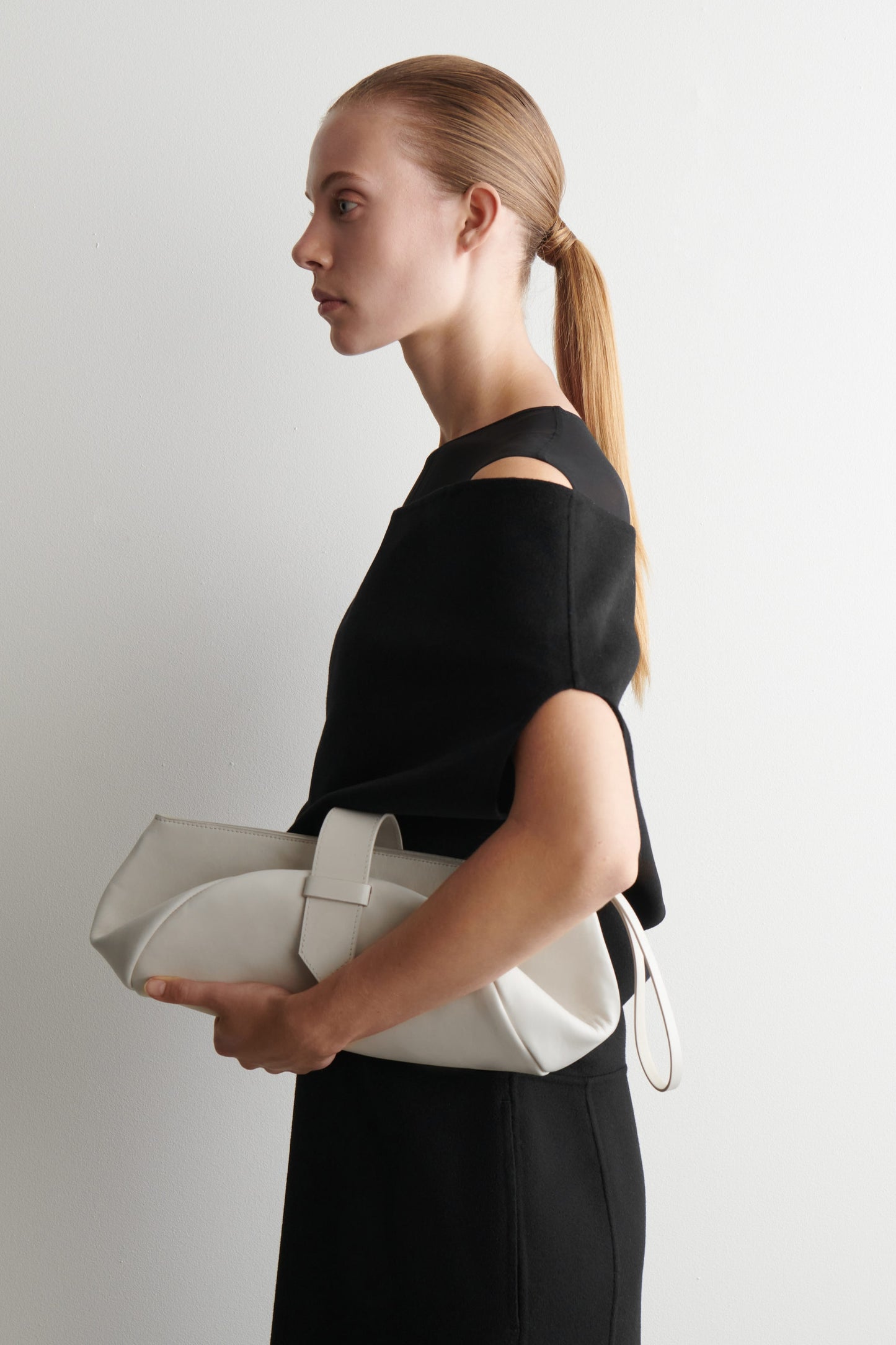 Belted Leather Clutch Bag