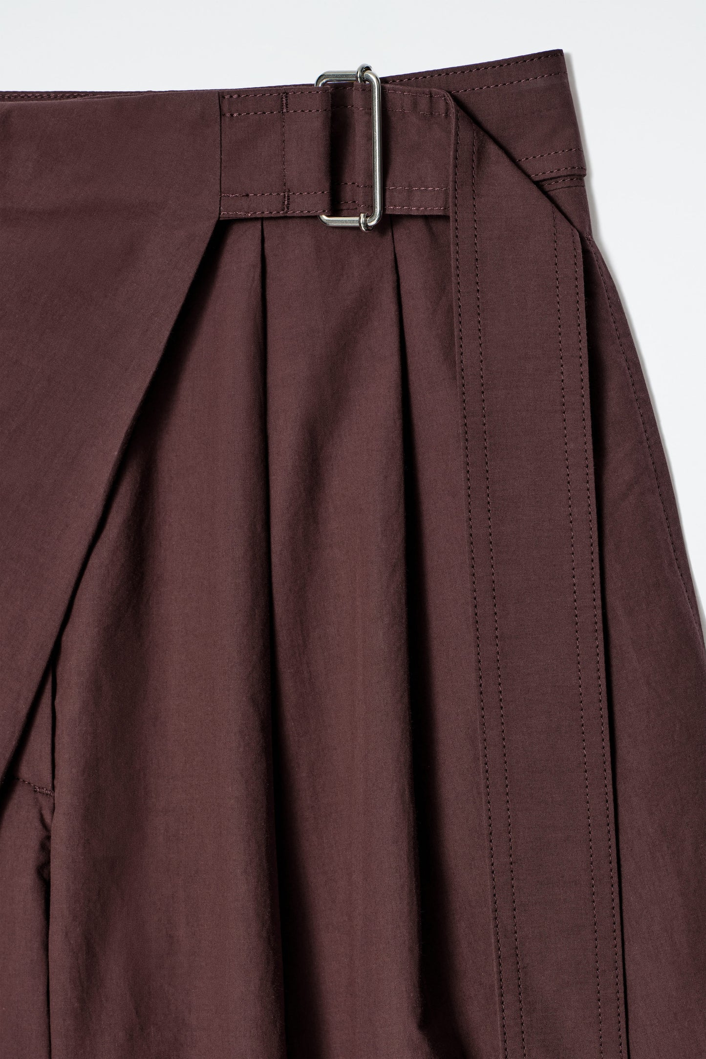 Belted wrap-front cotton shorts