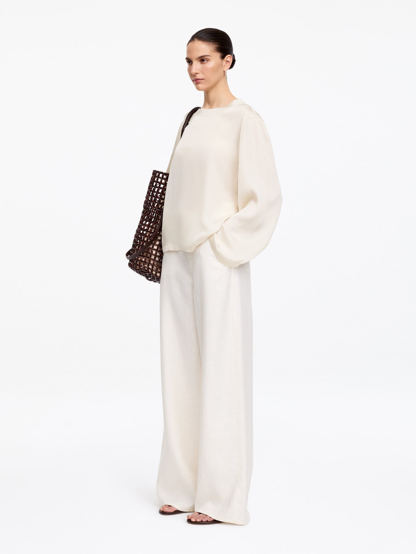 Long-Sleeve Satin Top
