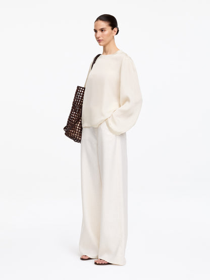 Long-Sleeve Satin Top