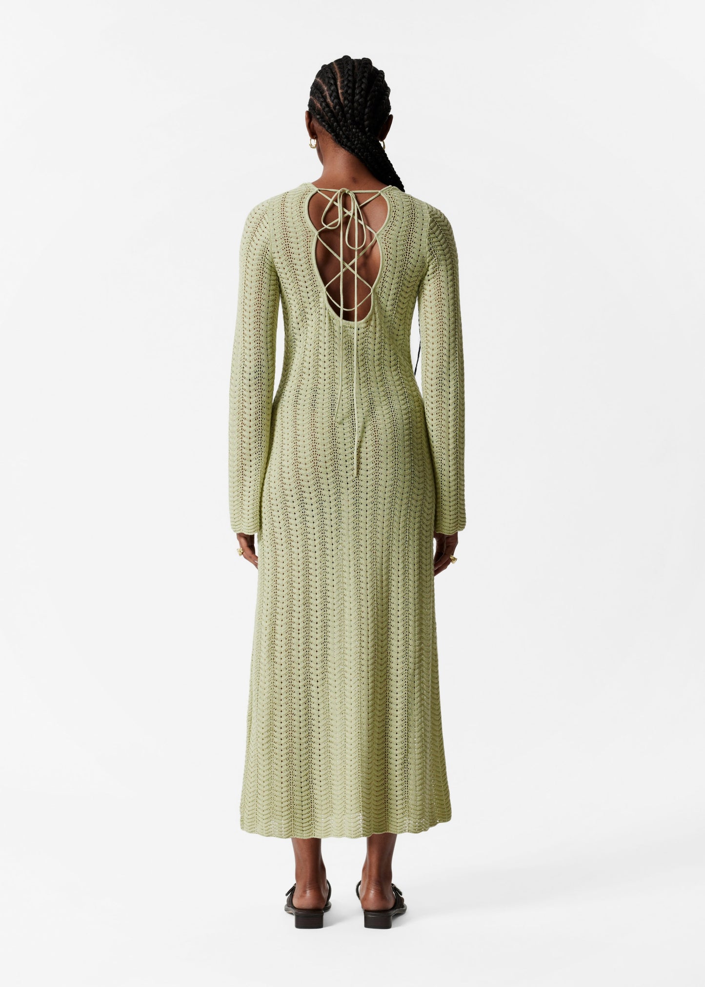 Pointelle-Knit Midi Dress
