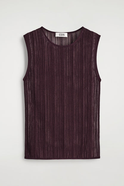 Sheer Lace-Knit Tank Top