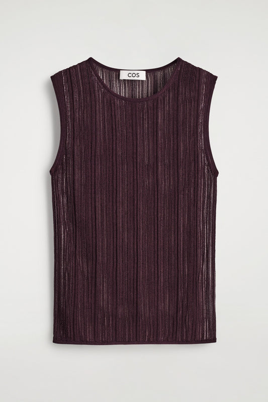 Sheer Lace-Knit Tank Top