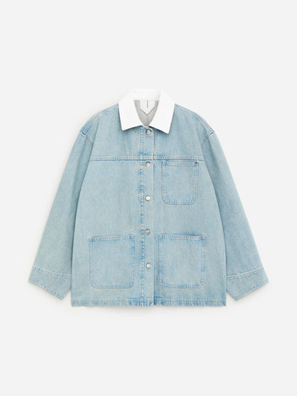 Corduroy-Collar Denim Jacket