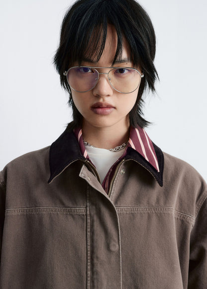 Cord-Collar Denim Jacket