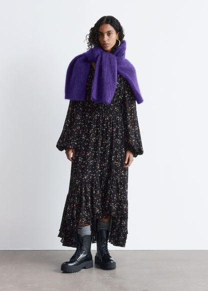 Long-Sleeve Frilled Maxi Dress