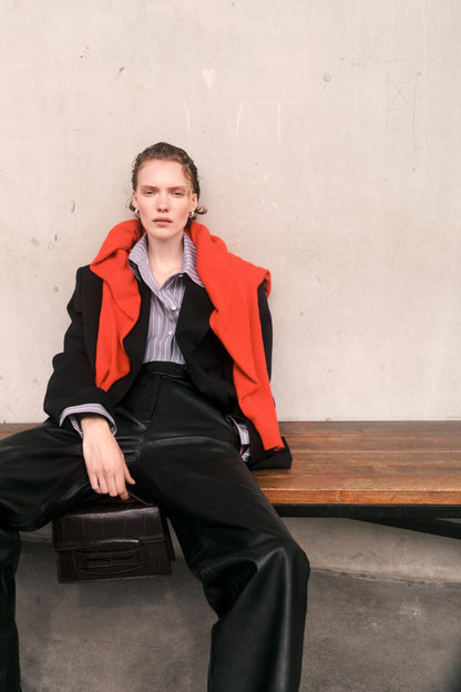 Straight leather trousers