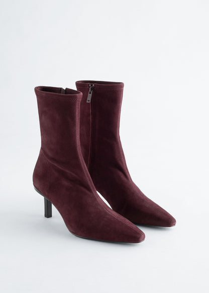 Stretch-Leather Ankle Boots